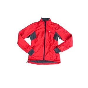 Salomon ClimaWind Jacket Women Red Grey Excellent Windbreaker Softshell Running